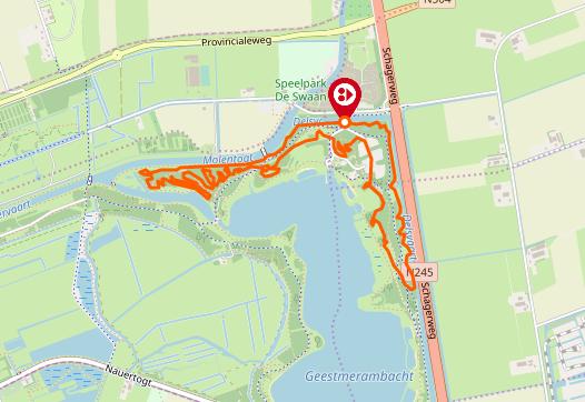 noord-scharwoude route op de kaart
